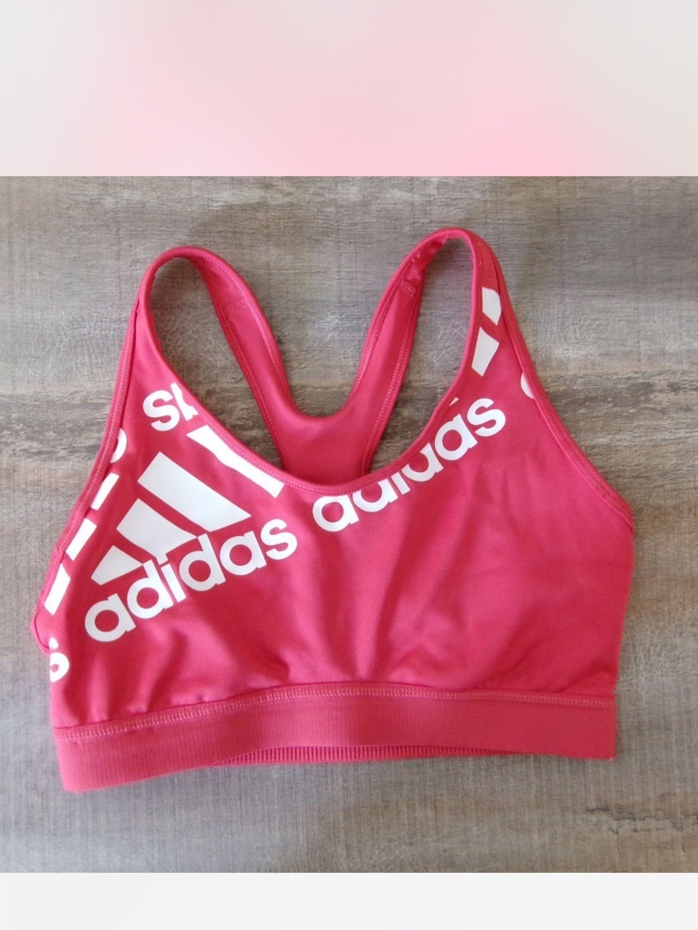 adidas Hot Pink Racerback Sports Bra with White Logo